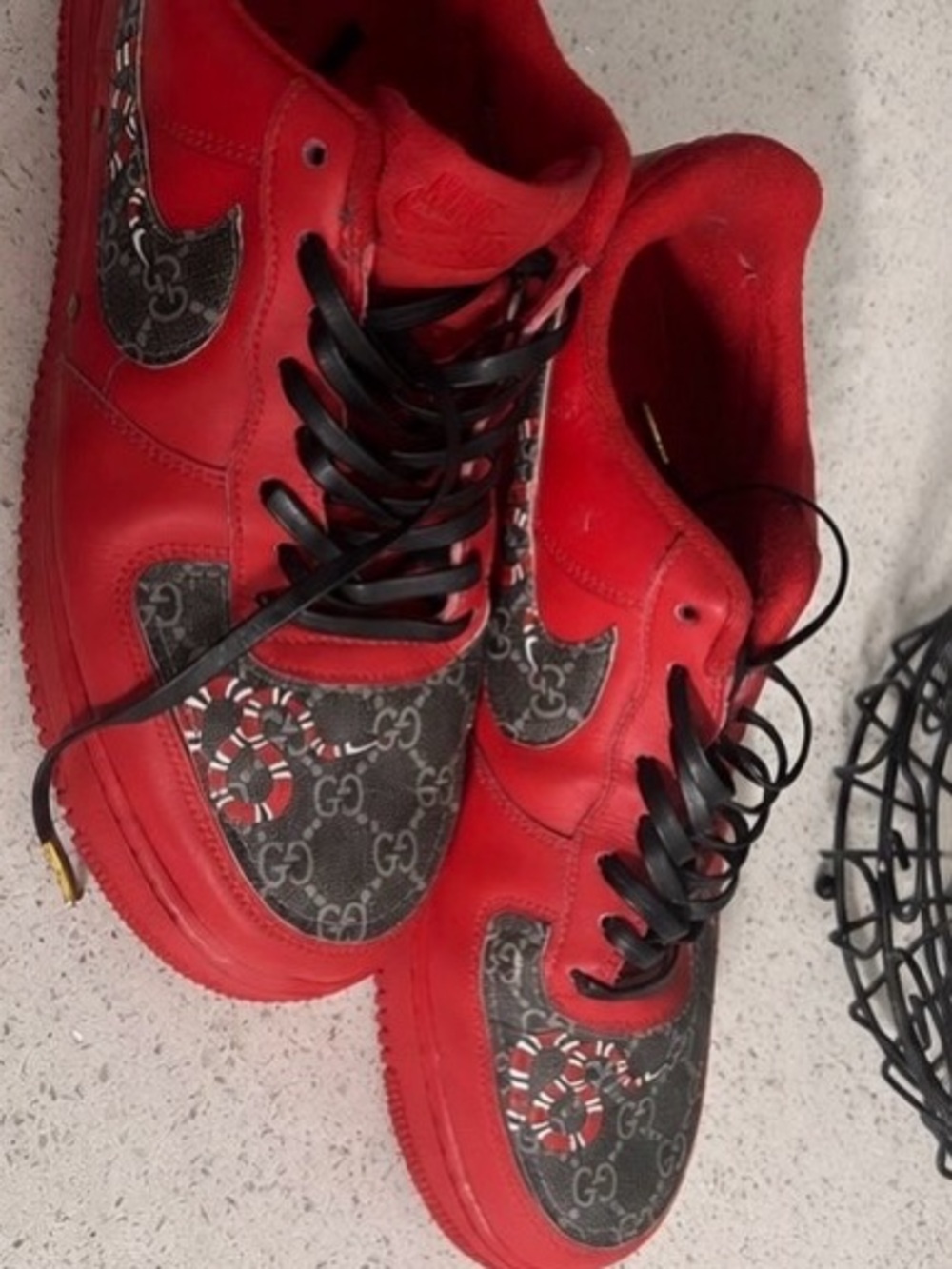 Nike Red Leather Sneakers with Black Accents